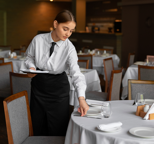 Businesses medium shot woman working luxury restaurant 1